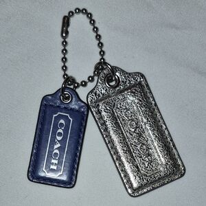 Coach Blue and Silver Leather Hangtags Set